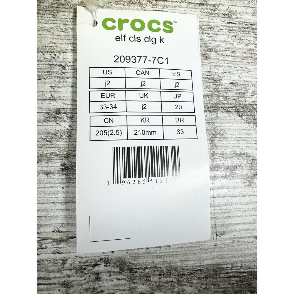 NEW Youth Buddy The Elf × Crocs Fleece Lined Green Clogs Sz 2 - Picture 9 of 9